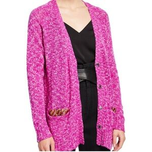 Le Superbe All The Time Silk and cashmete Cardigan Fucshia Agate Heather Small